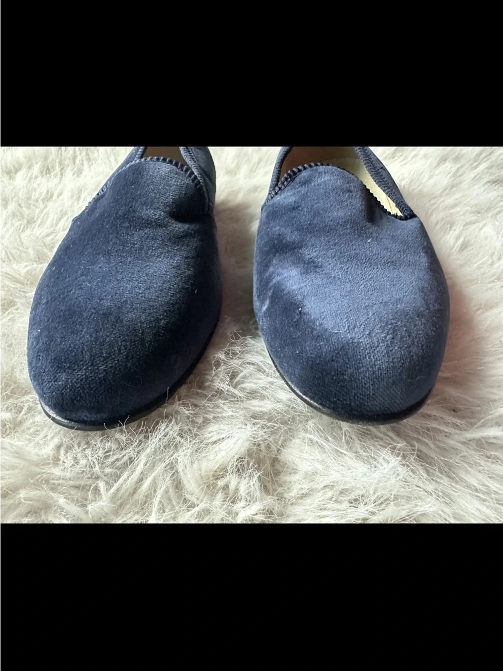 Bow-Tie Navy Blue slippers Velvet Slip-On Loafers Opera shoes